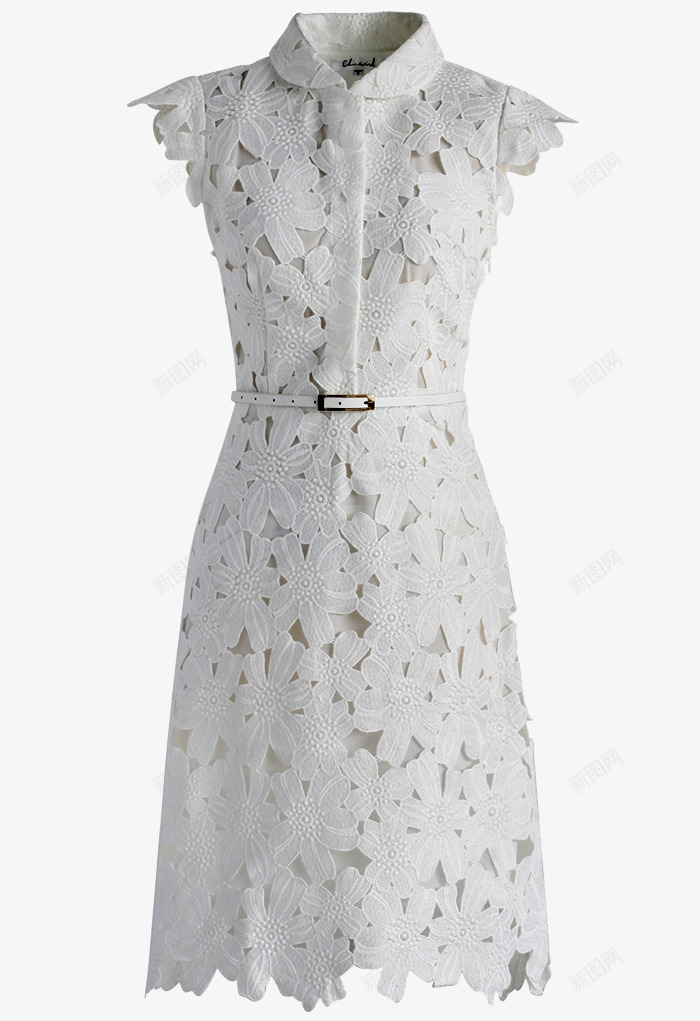 白色修身的礼服png免抠素材_新图网 https://ixintu.com 优雅 扣子 按钮 模特 礼服 连衣裙白色