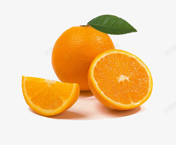 一个半橙子png免抠素材_新图网 https://ixintu.com 半颗橙子 实物 新鲜水果 橙子 水果素材图片 绿叶 黄色水果