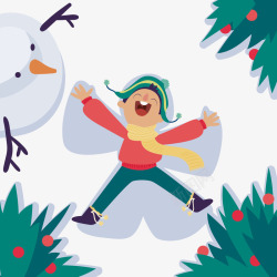 笑得打滚的男孩创意雪地打滚的圣诞男孩高清图片