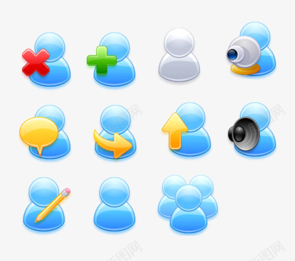 MSN风格蓝色小人图标图标