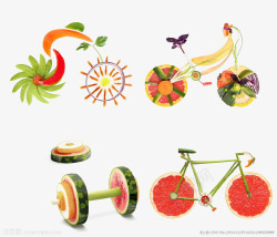 水果自行车创意水果元素高清图片