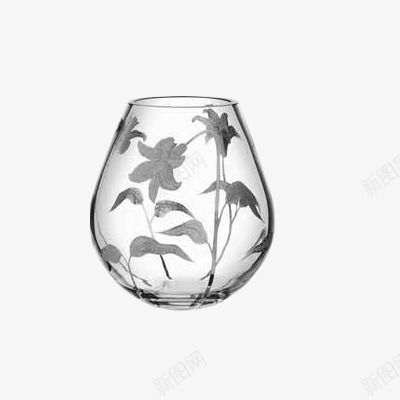 玻璃花瓶片png免抠素材_新图网 https://ixintu.com 圆形花纹 玻璃 花朵 黑白