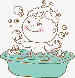 洗澡的微笑宝宝图素材
