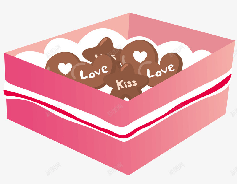 一盒巧克力矢量图ai免抠素材_新图网 https://ixintu.com 吃的 巧克力 棕色的食物 白色的装饰 粉色的盒子 食品 食物 矢量图