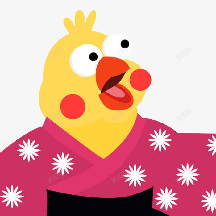 穿衣服的小鸡png免抠素材_新图网 https://ixintu.com 动物 卡通 可爱 嘴巴 小鸡 手绘 红色的 黄色的