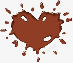 手绘心形棕色巧克力浆素材