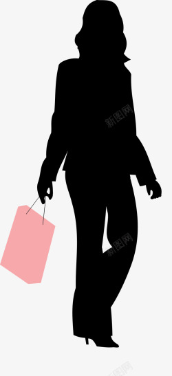少女用购物袋卡通提着购物袋的女人图标高清图片