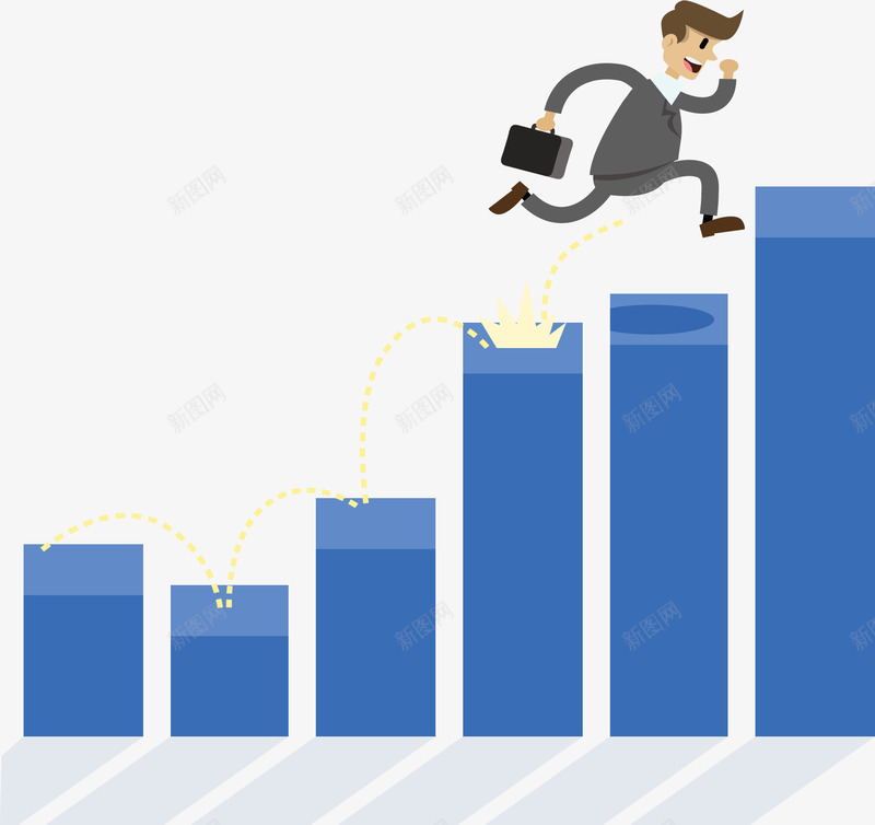 蓝色上升台阶商务小人矢量图ai免抠素材_新图网 https://ixintu.com 上升台阶 上台阶 商务小人 奔跑台阶 矢量png 蓝色台阶 矢量图