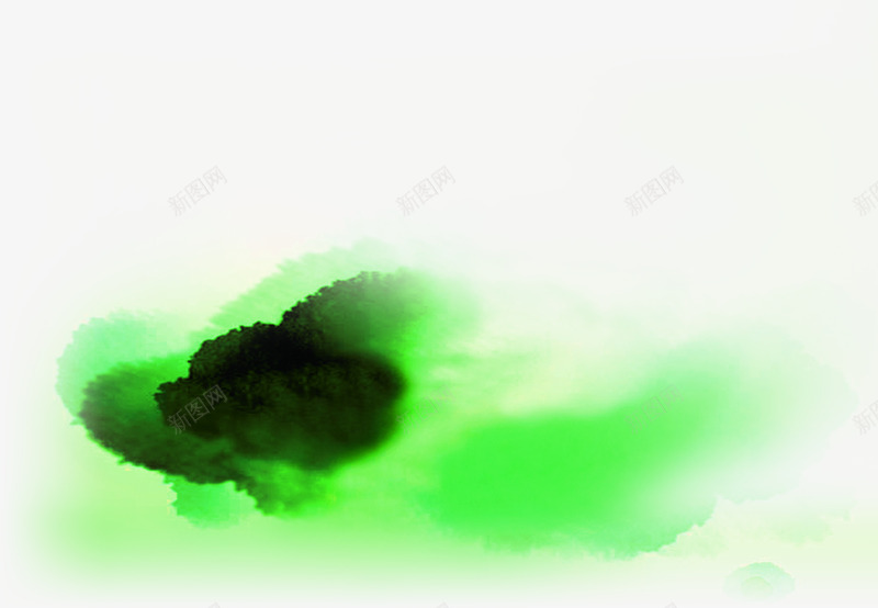 绿色水墨透明墨迹装饰png免抠素材_新图网 https://ixintu.com 墨迹 水墨 绿色 装饰 透明