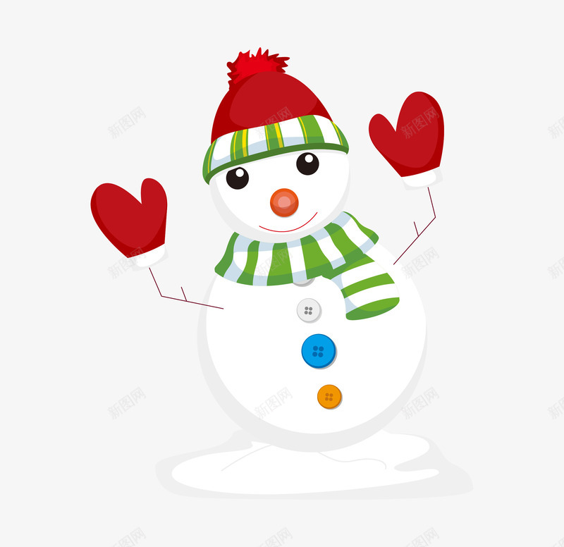 手绘卡通堆雪人雪人png免抠素材_新图网 https://ixintu.com 下雪 冬天 可爱雪人 堆雪人 红色帽子 红色手套 雪人