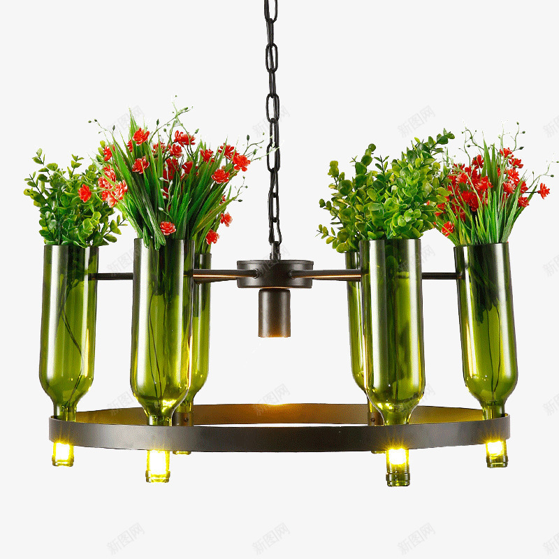 植物花吊灯png免抠素材_新图网 https://ixintu.com 创意个性咖啡厅 复古吊灯 美式吊灯 酒瓶玻璃吊灯