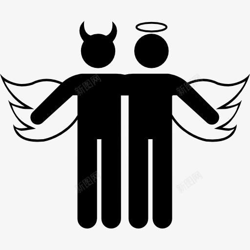长翅膀的天使和恶魔图标png_新图网 https://ixintu.com 天使