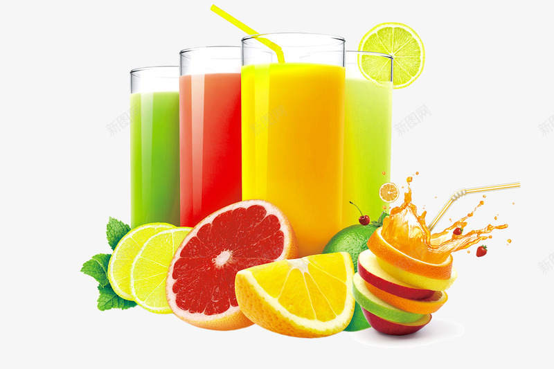 新鲜水果汁png免抠素材_新图网 https://ixintu.com 新鲜 水果 水果汁 缤纷水果 饮料