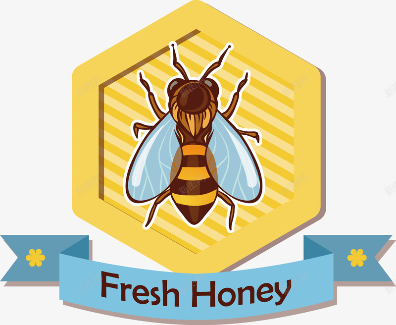 蜂蜜标志png免抠素材_新图网 https://ixintu.com 卡通 新鲜 蜜蜂 黄色