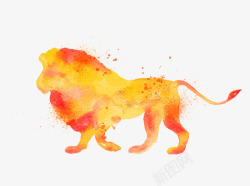 lion橙色水彩狮子高清图片
