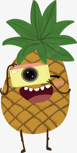 拍照的菠萝拍照的菠萝小人矢量图高清图片