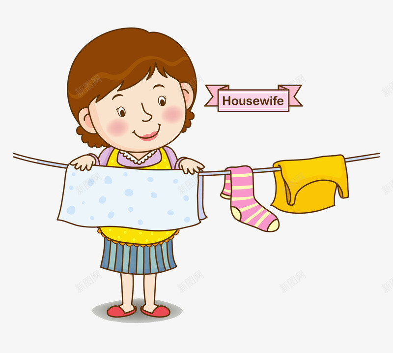 晾衣服的妈妈png免抠素材_新图网 https://ixintu.com 卡通 妈妈 微笑 手绘 晾衣服 母亲 水彩 洗衣服