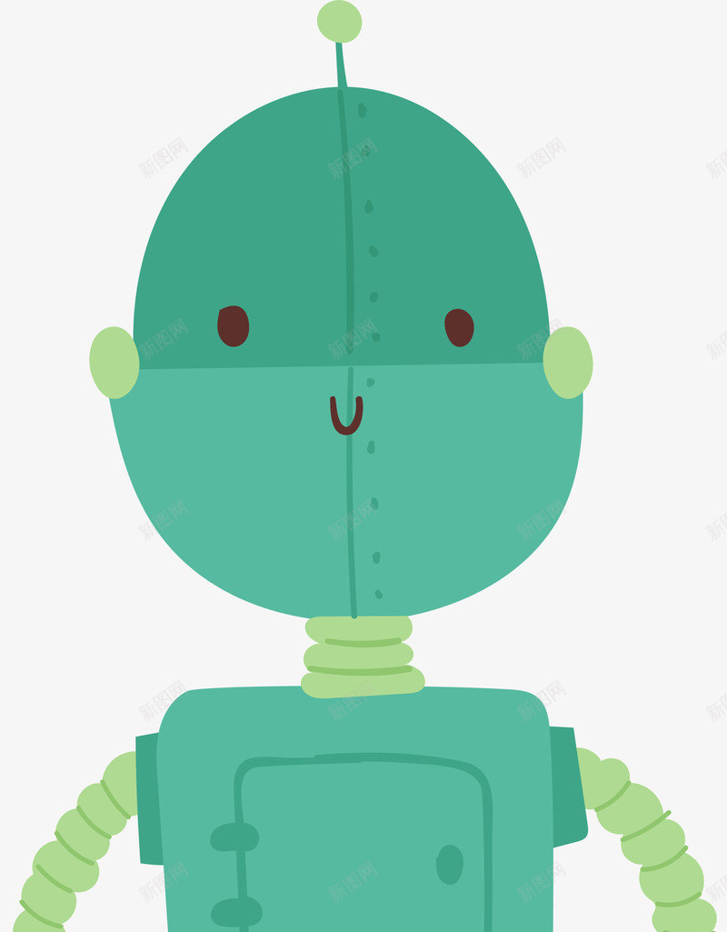绿色微笑机器人png免抠素材_新图网 https://ixintu.com 智能科技 未来科技 机械 玩具机器人 绿色机器人