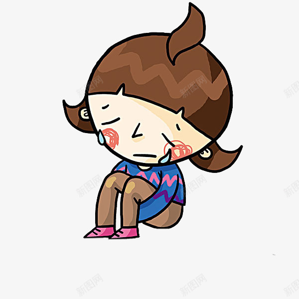 坐着的女孩png免抠素材_新图网 https://ixintu.com 伤心的 卡通 哭啼的 坐着的 坐着的小朋友 失落的 插图 漂亮的
