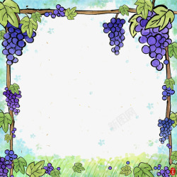 蓝葡萄素雅可爱卡通美食手绘葡萄园高清图片