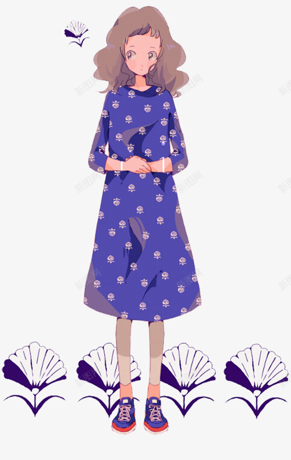 穿紫色衣服的女孩png免抠素材_新图网 https://ixintu.com 女孩 少女 手绘 紫色