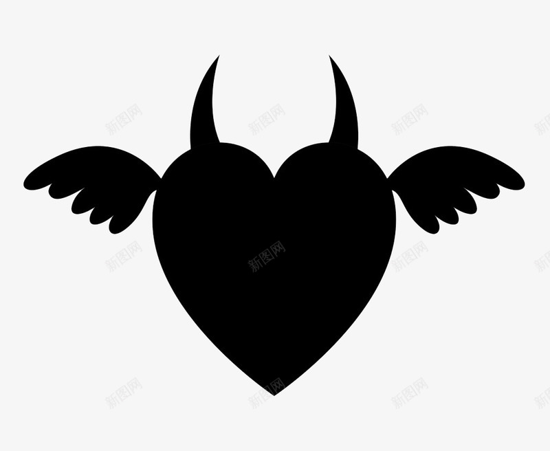 魔鬼黑色的心png免抠素材_新图网 https://ixintu.com 带翅膀的心 心 心形 魔鬼 黑色