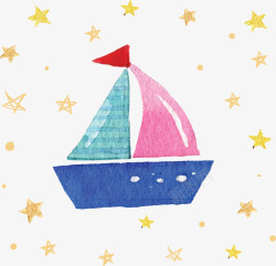 可爱的小船星星花纹彩色小船矢量图高清图片