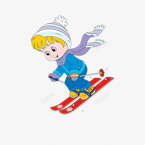 滑雪的小人png免抠素材_新图网 https://ixintu.com 卡通 围巾 小人 手绘 滑雪