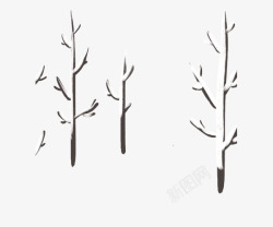 卡通手绘雪覆盖树枝素材