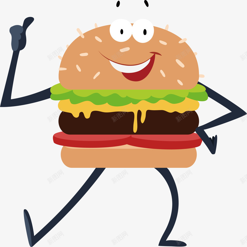 跳舞的汉堡小人png免抠素材_新图网 https://ixintu.com 快餐美食 汉堡包 汉堡小人 矢量png 美式汉堡 跳舞的汉堡