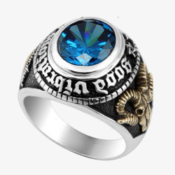 个性蓝宝石银戒指素材