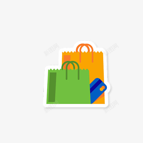 购物袋扁平化png免抠素材_新图网 https://ixintu.com png图片素材 免费png素材 橙色 绿色 购物卡 银行卡