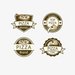 复古圆形意大利披萨标签矢量图素材