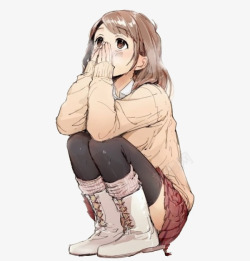 失落的导盲犬可爱的女孩高清图片