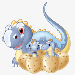 龙宝宝卡通恐龙与龙宝宝矢量图高清图片