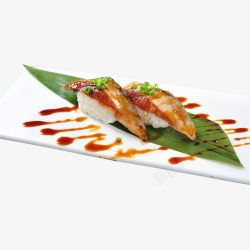 海带酱汁鳗鱼寿司竹叶酱汁鳗鱼寿司餐饮食物高清图片