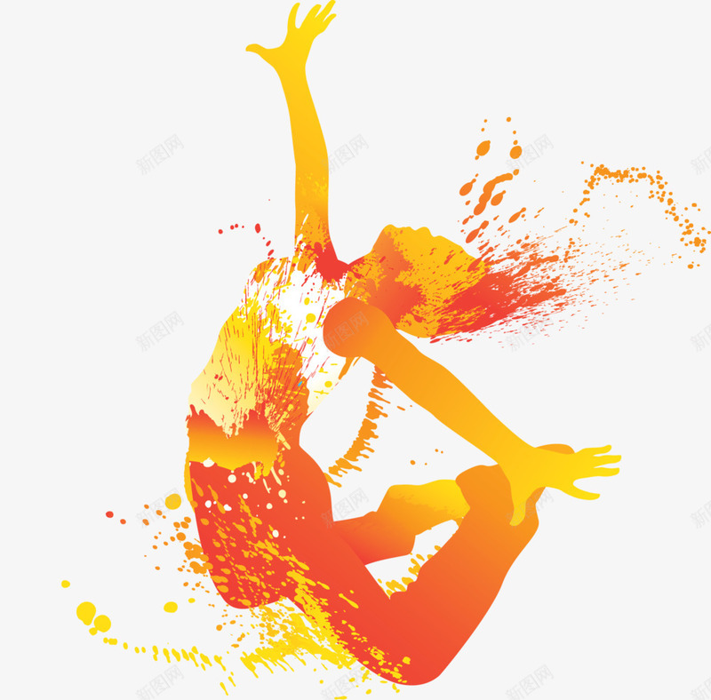 跳跃飞溅橘色人像png免抠素材_新图网 https://ixintu.com 人像 图案设计 跳跃 飞溅