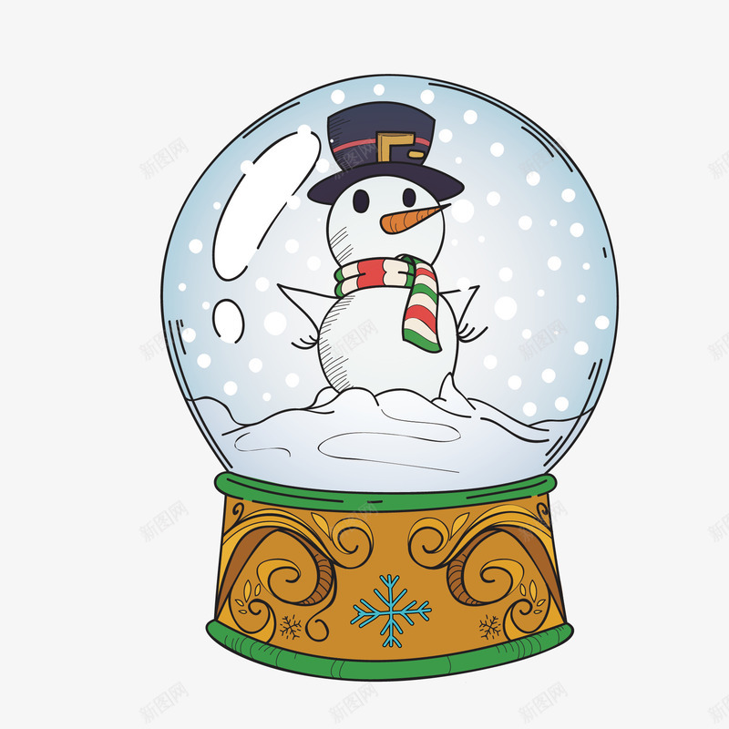 卡通手绘雪人玻璃球礼物png免抠素材_新图网 https://ixintu.com 下雪 卡通 圣诞礼物 圣诞节 手绘 玻璃球 雪人