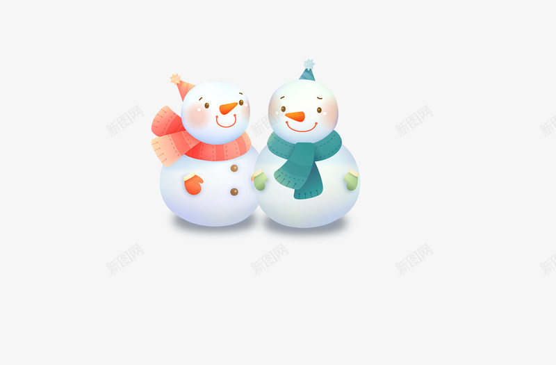 冬天圣诞节两个雪人可爱psd免抠素材_新图网 https://ixintu.com 冬天圣诞节两个雪人可爱