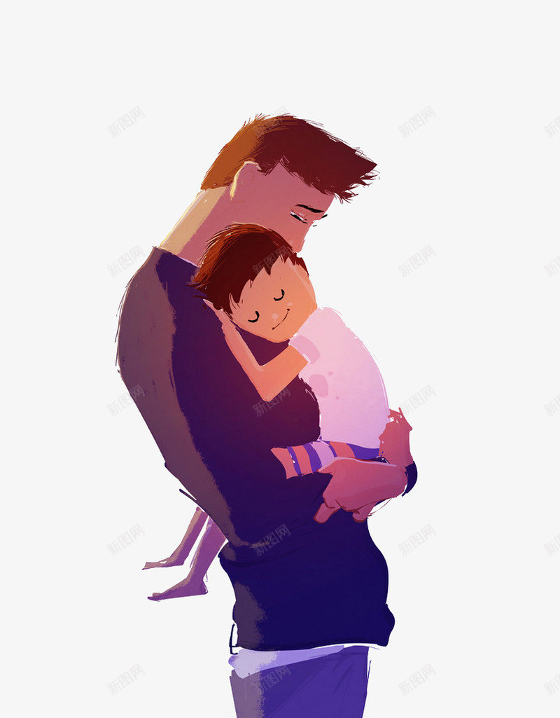 爸爸抱着儿子png免抠素材_新图网 https://ixintu.com 卡通 宝宝 父爱 爸爸