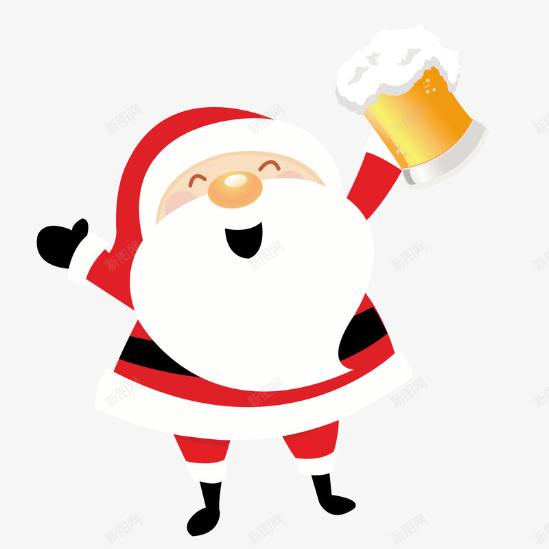 圣诞老人喝啤酒矢量图ai免抠素材_新图网 https://ixintu.com 卡通啤酒 圣诞老人 彩色底纹 扁平化 矢量图案 设计图 矢量图
