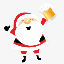 圣诞老人喝啤酒矢量图素材