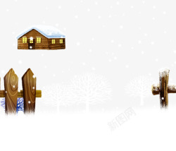 墙砖色房子雪地里的雪屋高清图片