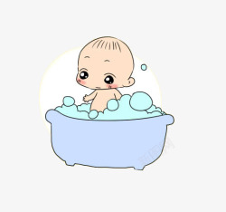 可爱浴盆大眼宝宝洗澡高清图片