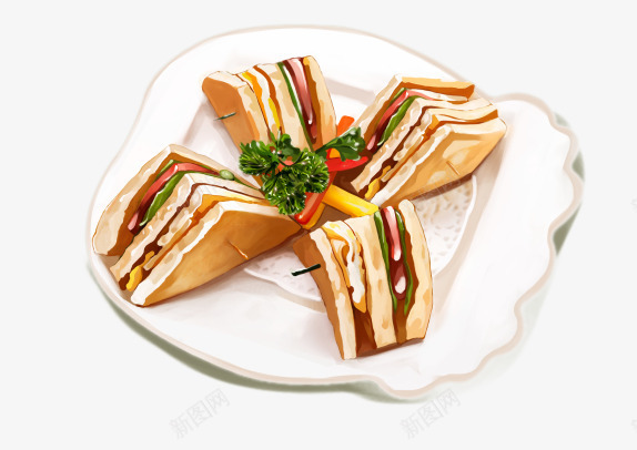 卡通三明治png免抠素材_新图网 https://ixintu.com 产品实物 卡通三明治 糕点 食品