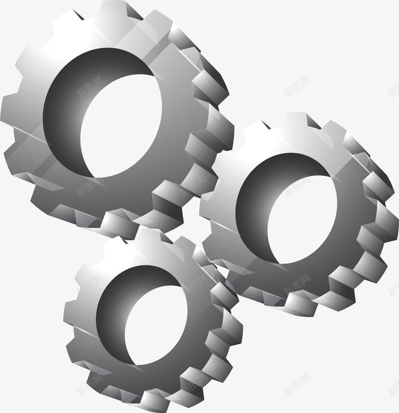 三个灰色齿轮png免抠素材_新图网 https://ixintu.com 机械齿轮 灰色齿轮 矢量素材 齿轮
