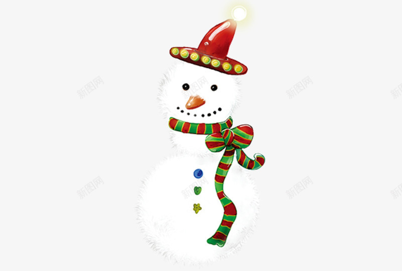 戴围巾的雪人png免抠素材_新图网 https://ixintu.com 下雪 冬天 围巾 帽子 白色 红色 绿色 雪人 雪球 雪花