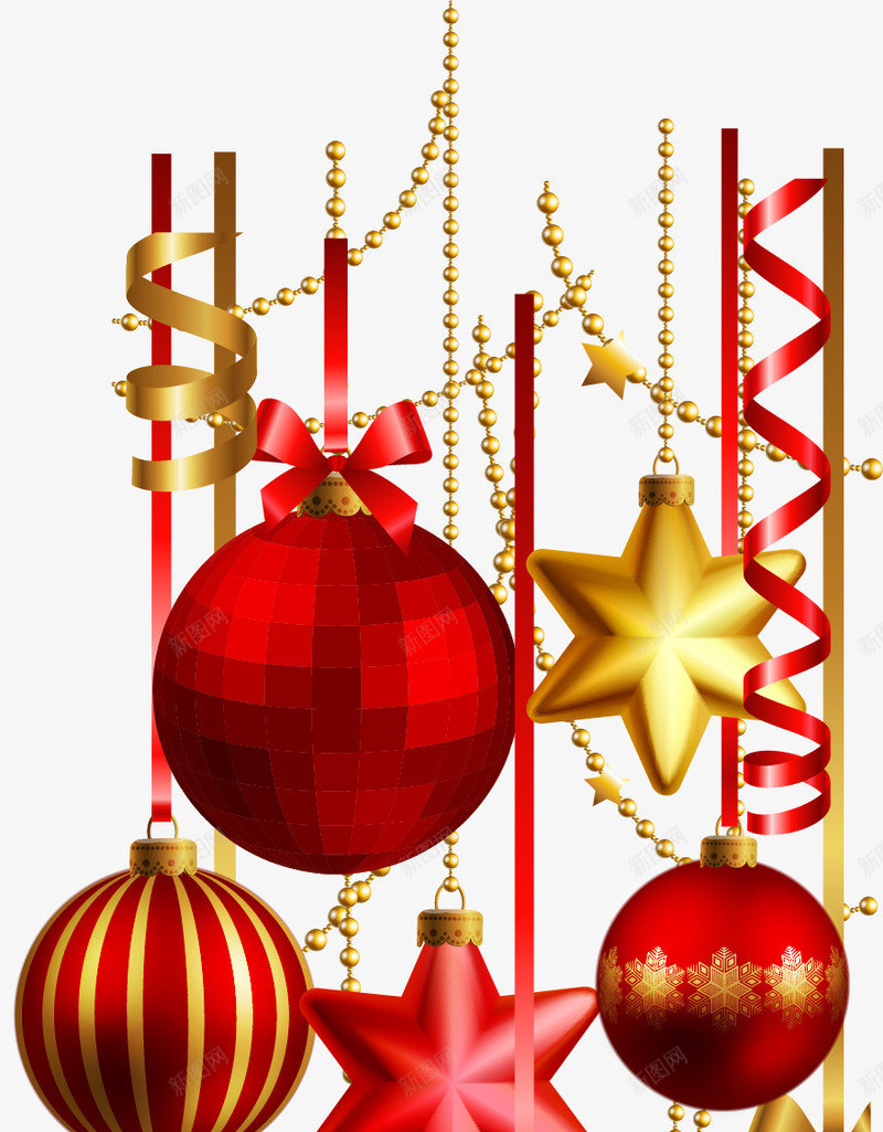 红色圆球圣诞装饰图案矢量图ai免抠素材_新图网 https://ixintu.com 图案 圣诞装饰 红色圆球 矢量图
