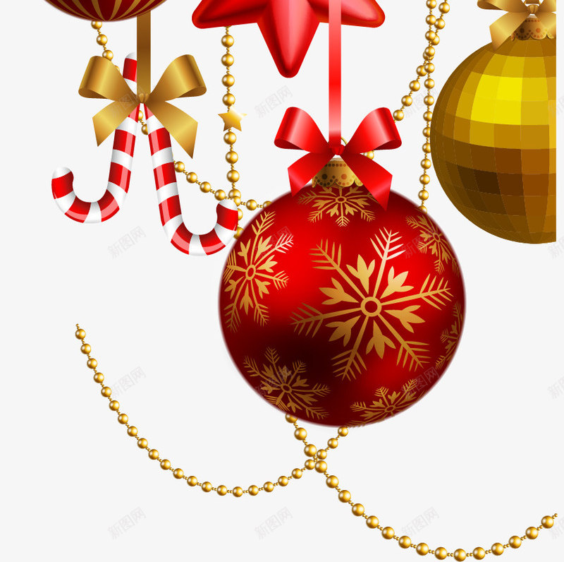 红色圆球圣诞装饰图案矢量图ai免抠素材_新图网 https://ixintu.com 图案 圣诞装饰 红色圆球 矢量图