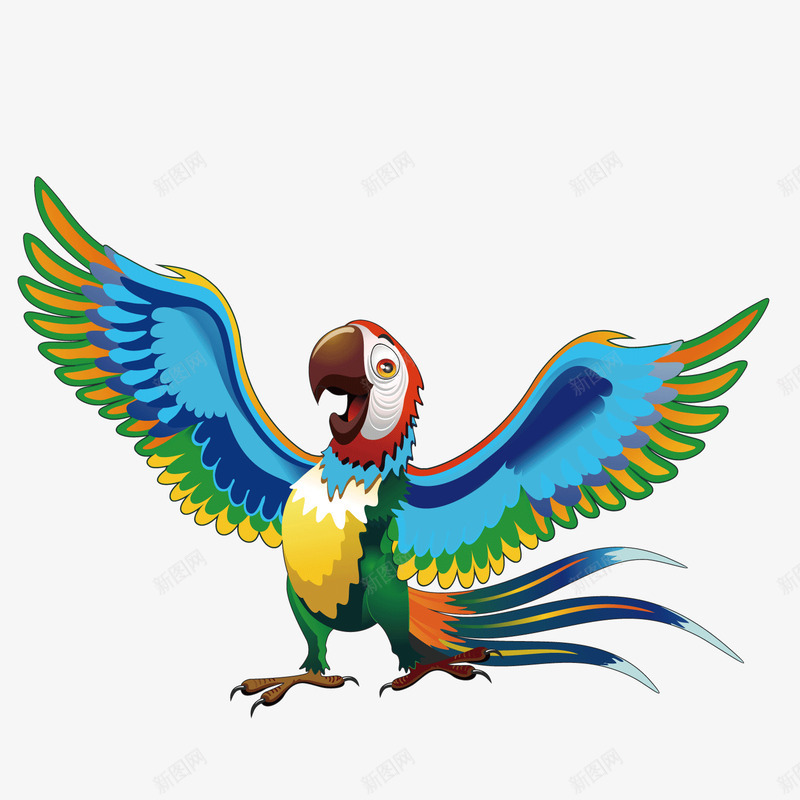 张开翅膀的彩色鹦鹉png免抠素材_新图网 https://ixintu.com 彩色 翅膀 鸟类 鹦鹉